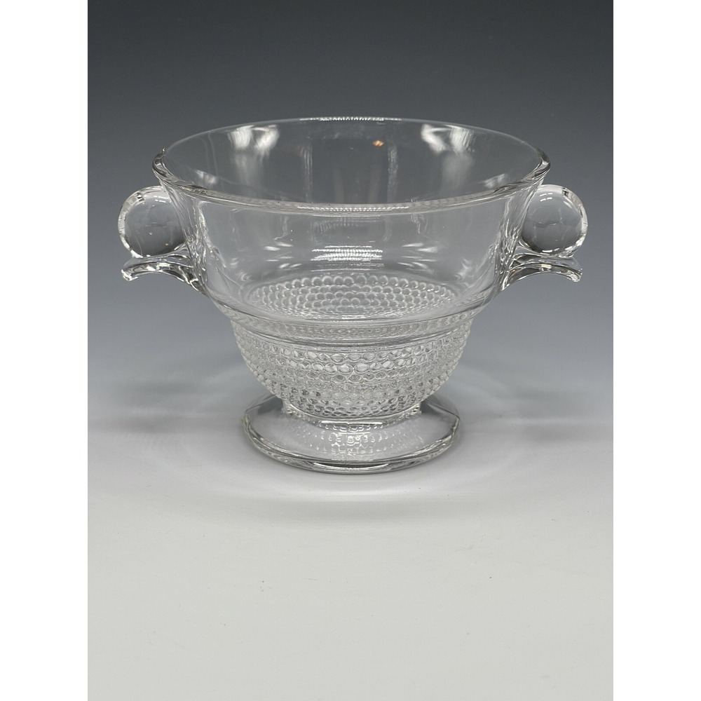 Duncan Miller Teardrop Mayonnaise Bowl or Sugar Clear Glass 4" x 3" Handles